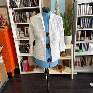 Tracy M White Women's Blazer with Black Accents